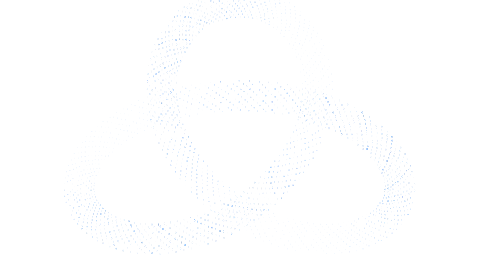 A trinity knot made of zeros and ones representing an AI workflow.